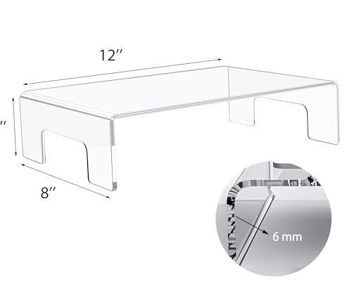 Jusalpha 6mm Thickness Clear Acrylic Display Riser with Tray Handles For Laptop, Notebook, Retail Display Food Display,12" x 8" x 3" - Image 2