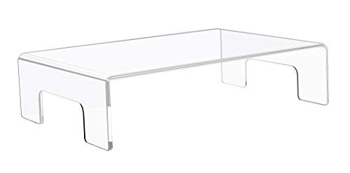 Jusalpha 6mm Thickness Clear Acrylic Display Riser with Tray Handles For Laptop, Notebook, Retail Display Food Display,12" x 8" x 3" - Image 1