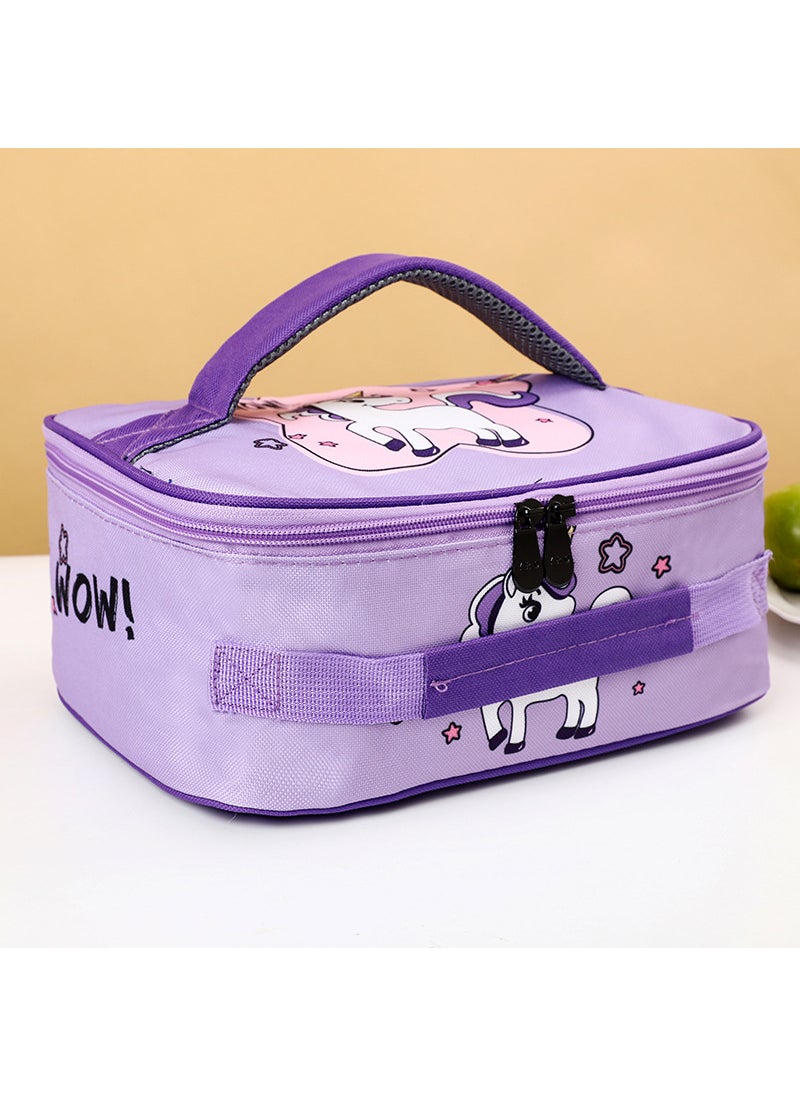 Generic Kids Insulated Lunch Bag for School Picnics Purple Unicorn 