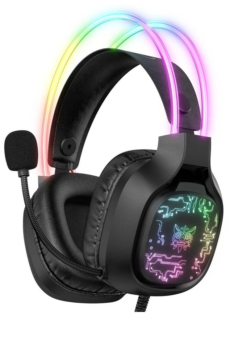 ONIKUMA X22 USB + 3.5mm Cool RGB Dynamic Light Wired Gaming Headset with Mic - Image 1