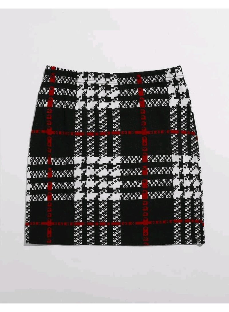 شي إن تنورة منقوشة بحاشية مقسمة من SHEIN - Image 2