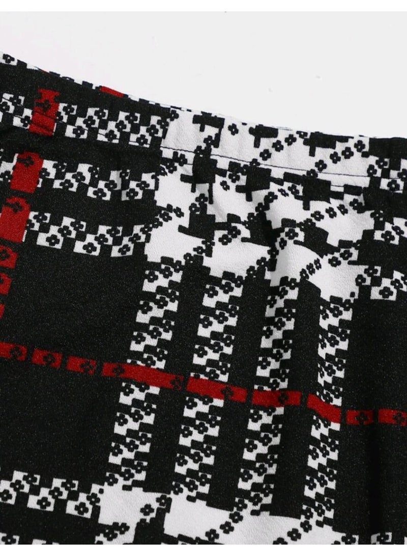 شي إن تنورة منقوشة بحاشية مقسمة من SHEIN - Image 3