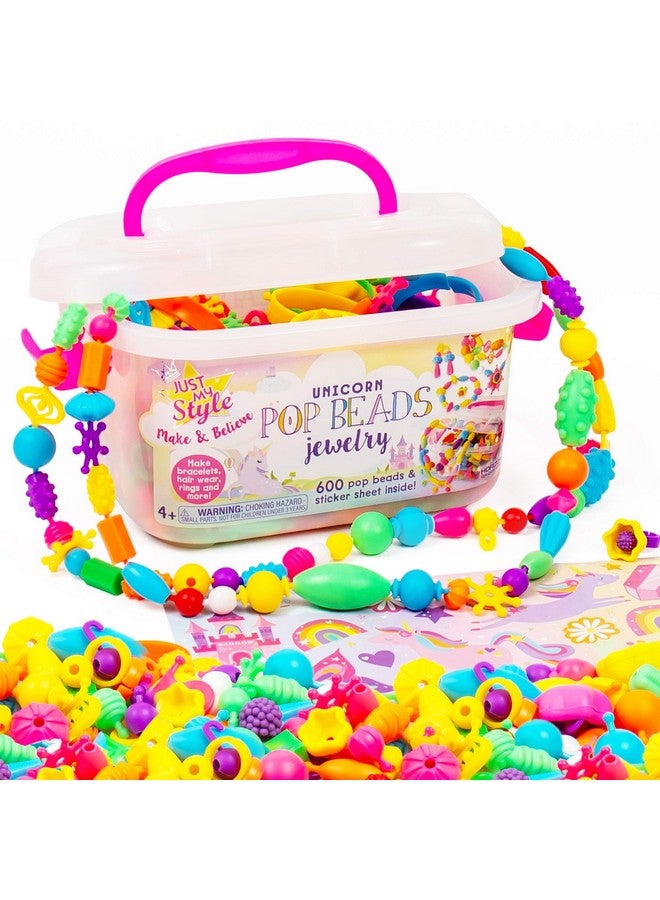 جاست ماي ستايل مجموعة خرز يونيكورن بوب من صنعي الخاص، أكثر من 500 قطعة، سهلة التجميع، اصنعها بنفسك، مجموعة خرز للبنات، مجموعة مجوهرات، نشاط رائع للسفر والتنقل للأطفال من سن 4 و5 و6 و7 و8 سنوات - Image 1