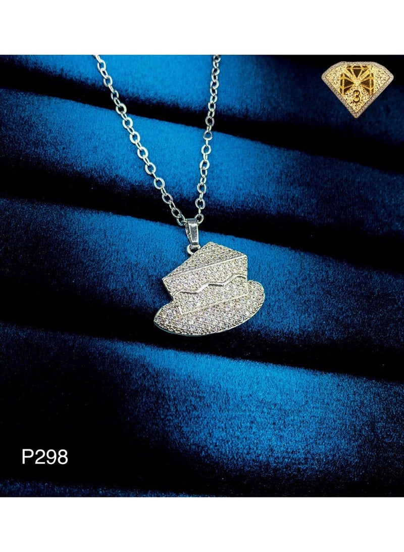 3Diamonds 3DIAMONDS Women’s Platinum-Plated Necklace with Hat-Shaped Pendant – Sparkling Crystal Detailing