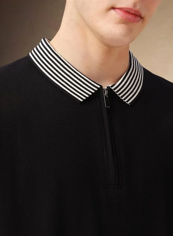 Dennis Lingo Dennis Lingo Regular Fit Polo Collar T-Shirt with Zipper Detail