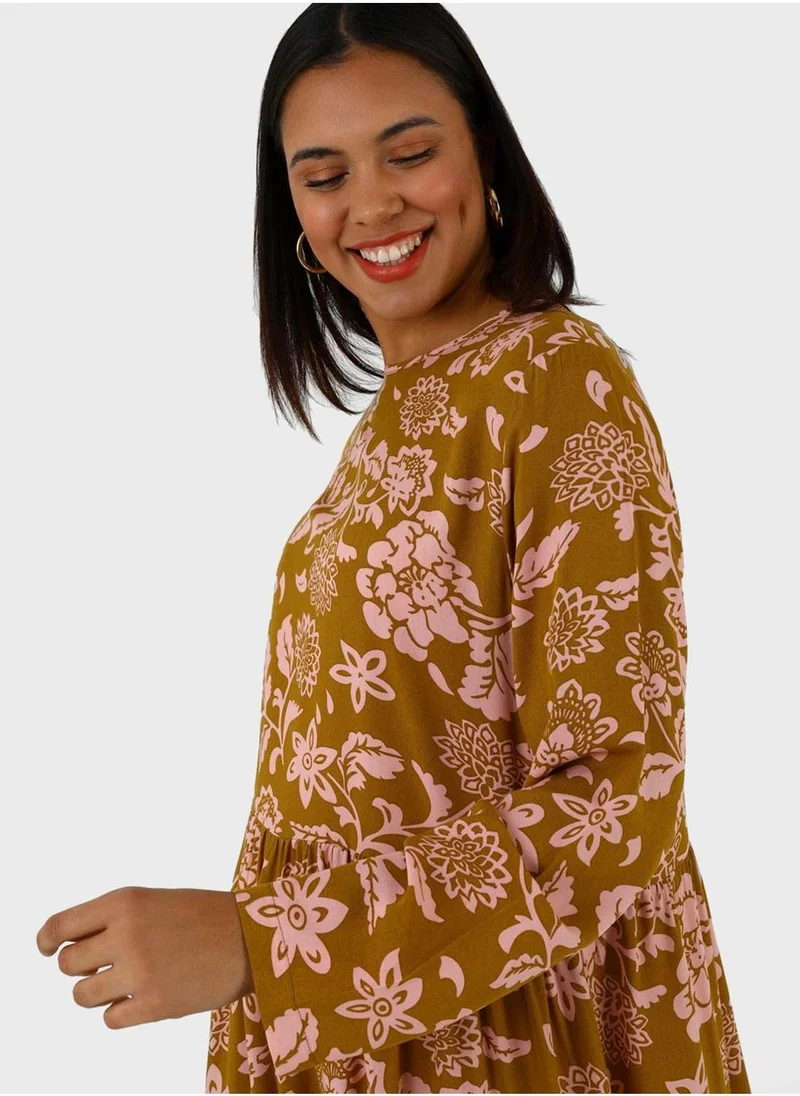 Alia by modanisa Floral Print Tiered Dress