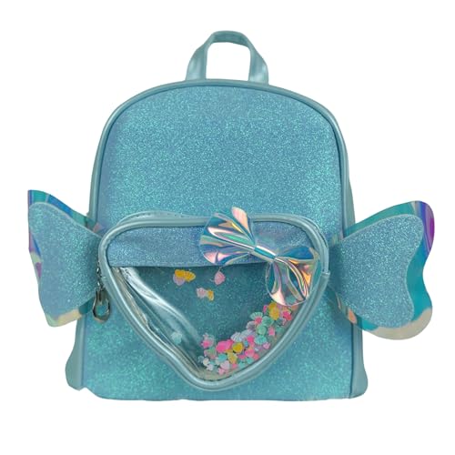 LYF5STAR Cute Angel Wing BLUE Backpack for College Girls |Heart Window School Bag | Birthday Gift for Teenage Girls | Sparkly Glitter Bag for Daily Use - Pack of 1 - Image 1