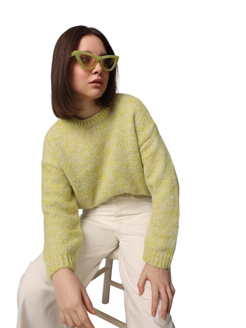 ONLY Women Regular Fit Green Pullover Sweater - Image 2