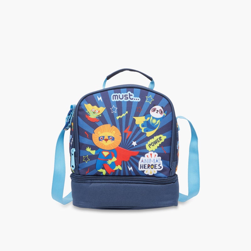 Must Lunch Bag - Animal_Heroes - Collection - 2Cmprt - (Polyester) Blue \ 24X12X20 - Image 1