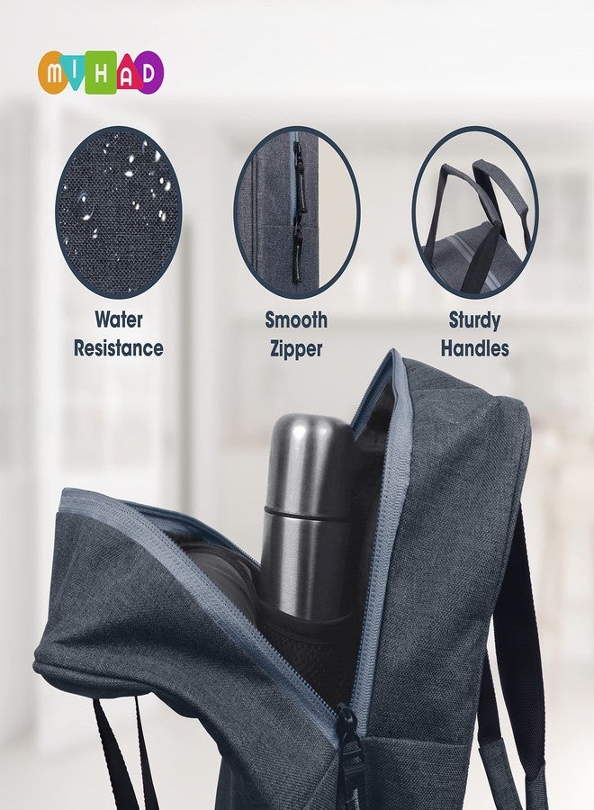 MIHAD Travel Tiffin Bag | Lunch Bag | Storage Bag for Office, College, School & Picnic, Material Polyester Capacity- 8 Liter & Size 11.5" x 8.5" x 5" (Grey) - Image 4