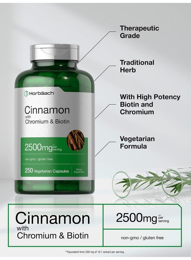Horbäach Cinnamon with Chromium Picolinate 2500mg | 250 Capsules | Plus Biotin | Vegetarian, Non-GMO, Gluten Free - Image 3