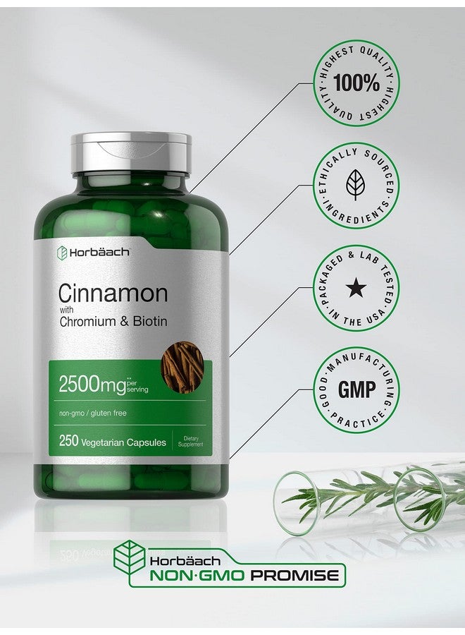 Horbäach Cinnamon with Chromium Picolinate 2500mg | 250 Capsules | Plus Biotin | Vegetarian, Non-GMO, Gluten Free - Image 5