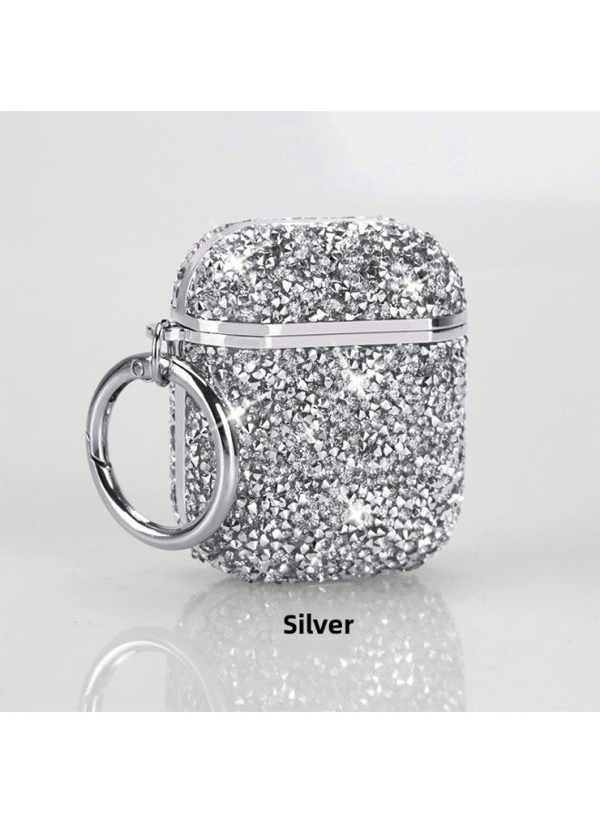 Generic - Flash Diamond 7 Color For AppleWireless Bluetooth Headset Airpods 1/2 Generation Protective Cover Pro 3 Generation Applicable Women-Color:Silver-Model:Airpods 3rd Generation - Image 1