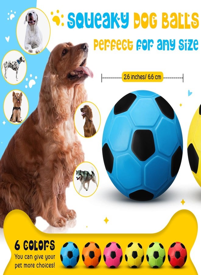 Vinsot 6 Pack 2.6'' Squeak Latex Dog Toy Ball Soft Durable Chew Puppy Soccer Toy Rubber Fetch Interactive Dog Ball for Small Medium Pets Training Supply - Image 2