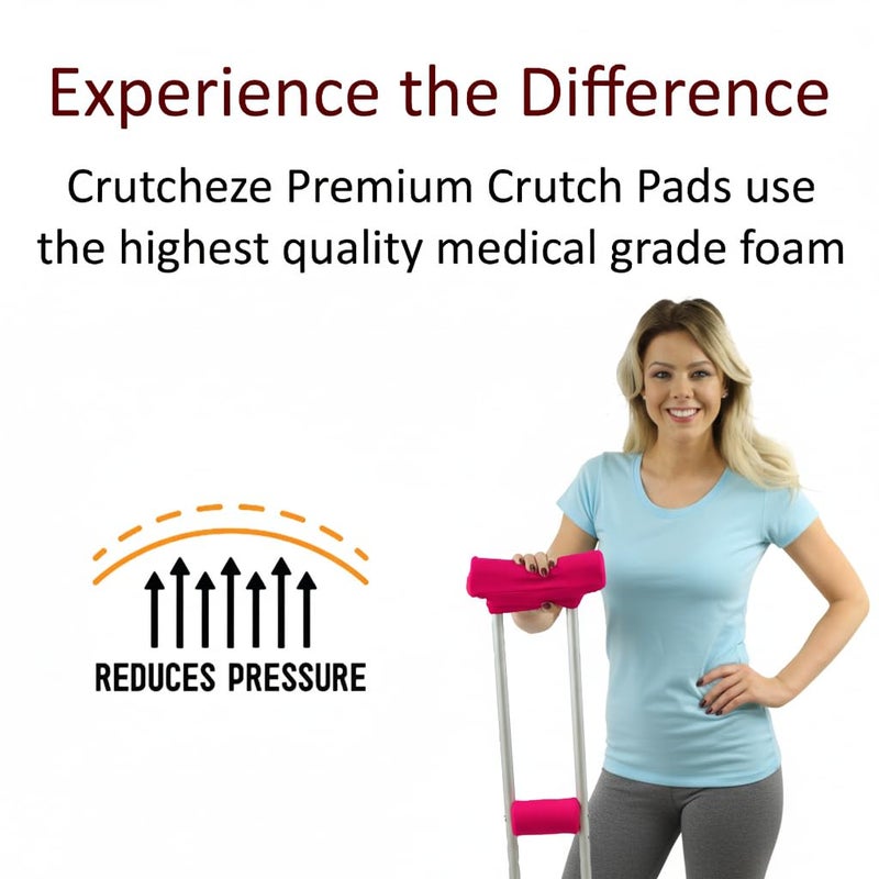 Crutcheze Crutch Pads & Hand Grip Covers for Underarm Crutches â€“ Comfortable Soft Cushion Set, Breathable & Washable â€“ Armpit & Handle Padding Crutch Accessories for Adults â€“ Crutcheze â€“ Pink - Image 3
