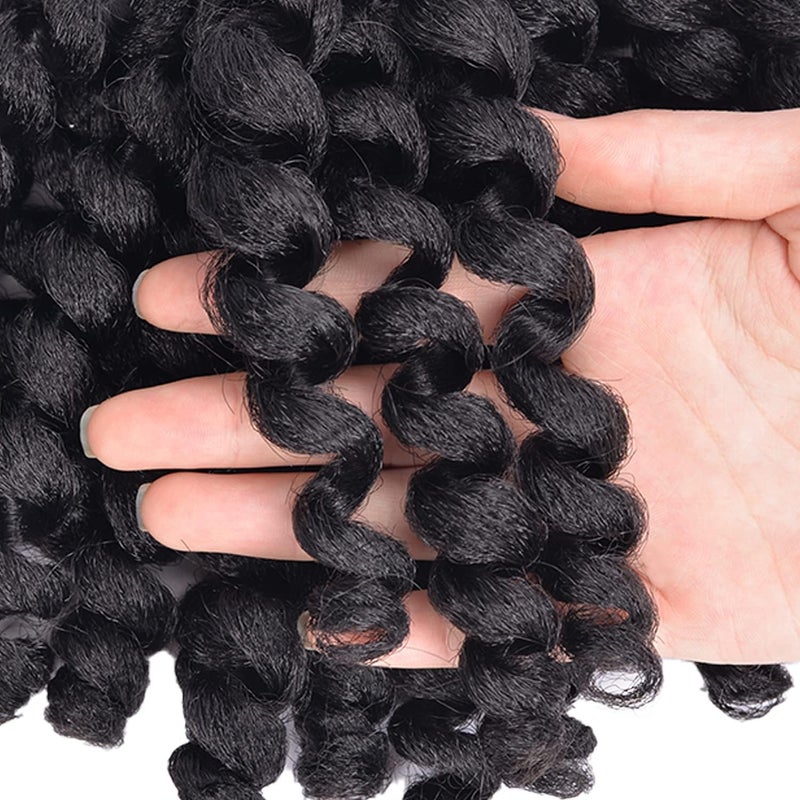 Luoyudu زينة شعر من نوع "Luoyudu Wand Curl Crochet Hair" بطول 8 بوصة، مجموعة من 5 قطع، من نوع "Toni Curl Jump Wand Crochet Braids"، بلون #1B، وزن القطعة الواحدة 80 جرام. - Image 5