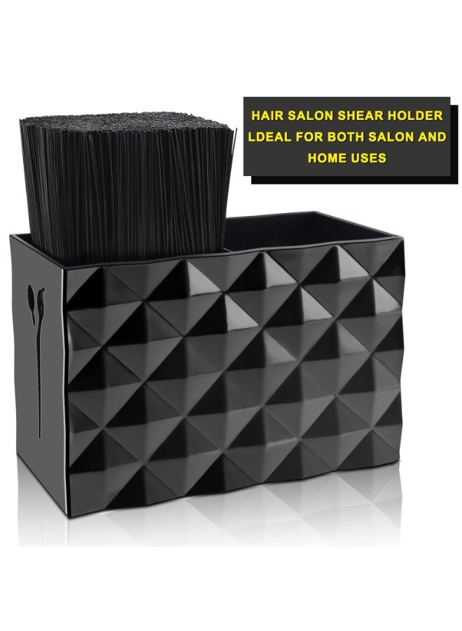 Hair Salon Shear Holder Organizer with Dual Compartments, Anti-Slip Sponge Insert, Diamond Pattern Exterior, Sturdy Anti-Skid Base, Suitable for Salon and Home Use to Store Hair Cutting Tools, Combs and Clippers - Image 2