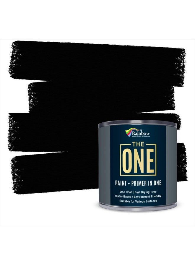 THE ONE Paint & Primer: Most Durable All-in-One Furniture Paint, Cabinet Paint, Front Door Paint, Wall Paint, Bathroom, Kitchen - Fast Drying Craft Paint Interior & Exterior (Black, Matte, 1 Liter) - Image 1