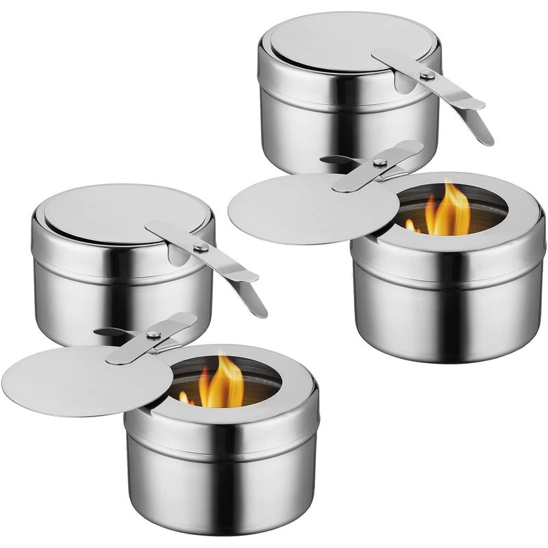 4pcs Buffet Warmer Fuel Holder with Cover Chafer Stainless Steel Canned Heat Fuel Box Burner Chafer Canned for Buffet Barbecue Party - Image 1