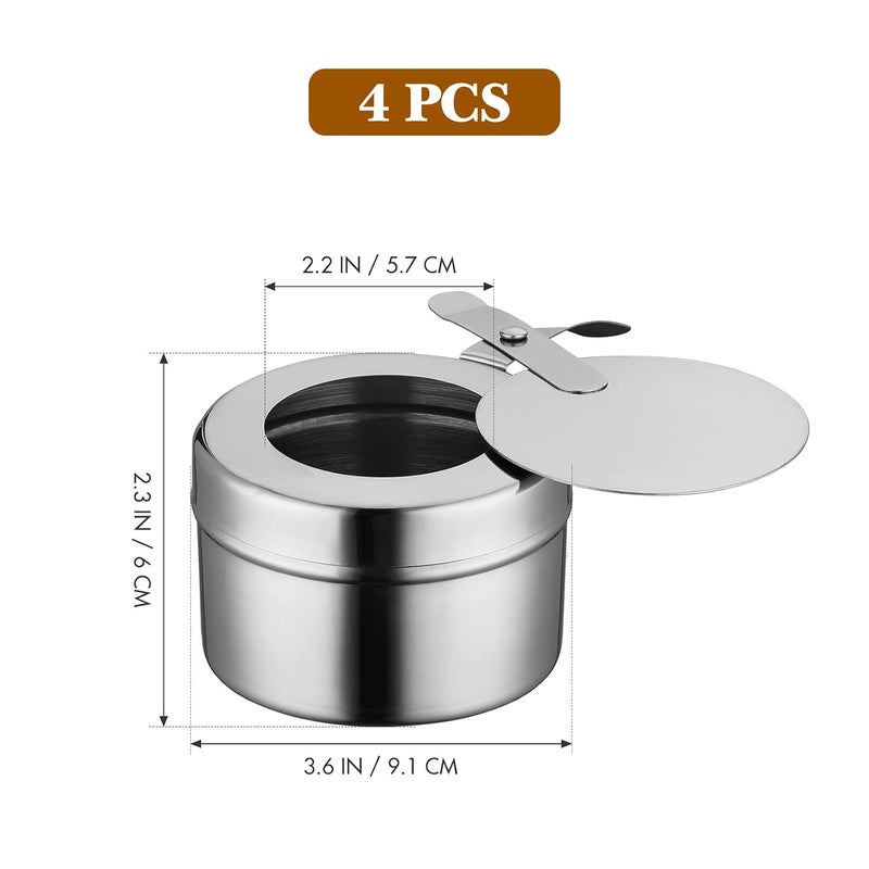 4pcs Buffet Warmer Fuel Holder with Cover Chafer Stainless Steel Canned Heat Fuel Box Burner Chafer Canned for Buffet Barbecue Party - Image 4