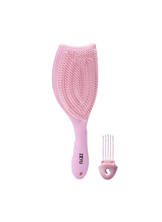 Zeyu Hair Brush Comb | Detangler Hair Brush with Removable Cleaning Brush | Brush for Curly Hair | Self Cleaning Hair Brush for Easy Styling | Hair Detangling Brush | Flexible & Soft Nylon Bristles | All Hair Types | Styling & Smooth brush - Image 1
