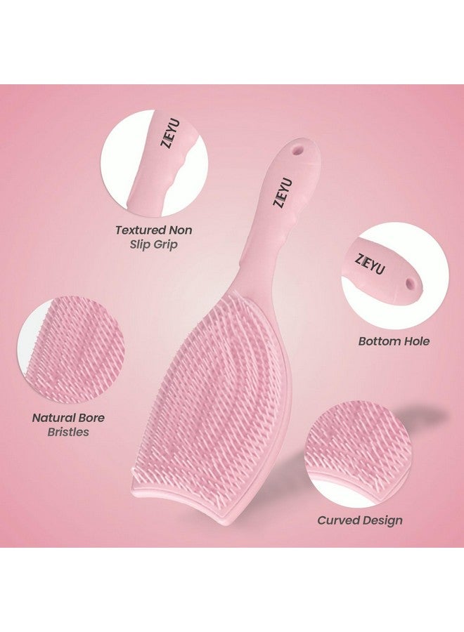Zeyu Hair Brush Comb | Detangler Hair Brush with Removable Cleaning Brush | Brush for Curly Hair | Self Cleaning Hair Brush for Easy Styling | Hair Detangling Brush | Flexible & Soft Nylon Bristles | All Hair Types | Styling & Smooth brush - Image 4