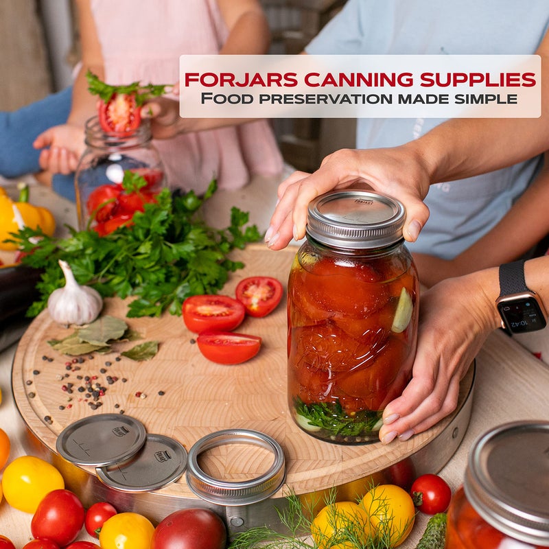 FORJARS - Canning Lids Regular Mouth, 100-Pack â€“ Create Airtight Seals on Mason Jars to Preserve Food for Meal Prep & Food Storage â€“ 2.7 In. Steel Lids with Silicone Seals â€“ Canning Supplies - Image 2