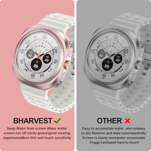BHARVEST [5+5 Pack Galaxy Watch 7 Ultra 47mm Screen Protector, Waterproof Case Protective Cover+Tempered Glass Screen Protector Ultra-Thin Hard PC Guard Bumper For Samsung Galaxy Watch 7 47mm Women - Image 5