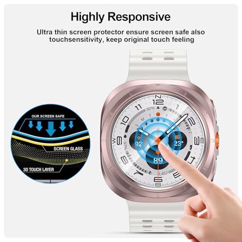 BHARVEST [5+5 Pack Galaxy Watch 7 Ultra 47mm Screen Protector, Waterproof Case Protective Cover+Tempered Glass Screen Protector Ultra-Thin Hard PC Guard Bumper For Samsung Galaxy Watch 7 47mm Women - Image 3
