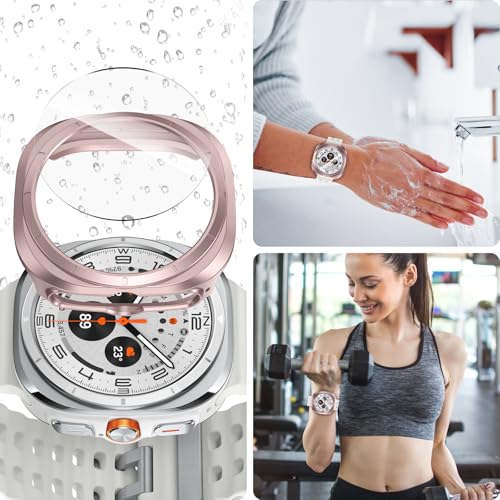BHARVEST [5+5 Pack Galaxy Watch 7 Ultra 47mm Screen Protector, Waterproof Case Protective Cover+Tempered Glass Screen Protector Ultra-Thin Hard PC Guard Bumper For Samsung Galaxy Watch 7 47mm Women - Image 4