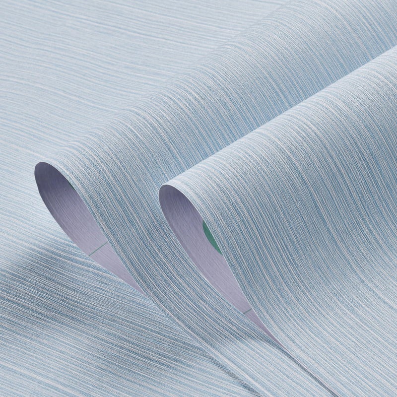 Haimin Grasscloth Wallpaper Textured 24in X 393in Fabric Contact Paper Light Blue Wall Paper Textured Linen Peel and Stick Self-Adhesive Thick Vinyl Embossed Film Wallpaper - Image 2