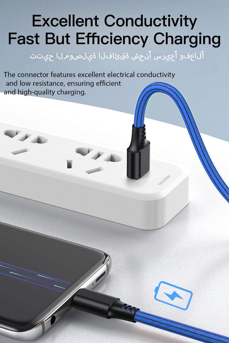 شيتيك كابل من نوع USB Type C، 2 قطع بطول 2 متر/6 أقدام، كابلات شاحن من USB A إلى C مجدولة من PVC، نقل بيانات بسرعة 480 ميجابت في الثانية، فصل تيار 2.4 أمبير لأجهزة Samsung/Huawei/Xiaomi/Oneplus/Lumia/Nexus (Type-C، لونان، 2 متر) - Image 4
