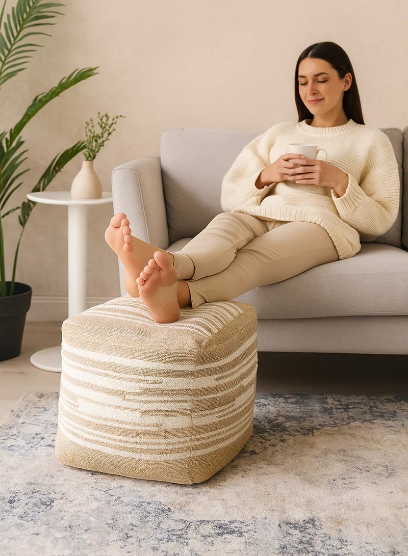 لوفت بيكولا، بوف مربع، 40×40×40 سم، قماش، طبيعي/عاجي - Image 1