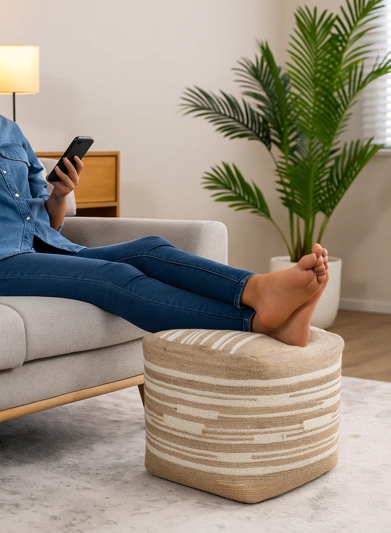 لوفت بيكولا، بوف مربع، 40×40×40 سم، قماش، طبيعي/عاجي - Image 2