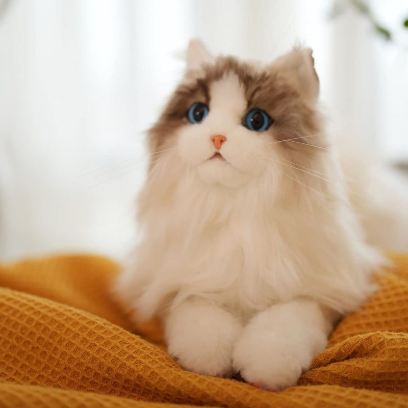 Chongker Stuffed Animals Handmade Cat Plush, Realistic Companion Pet, Lifelike White Cat - Image 1