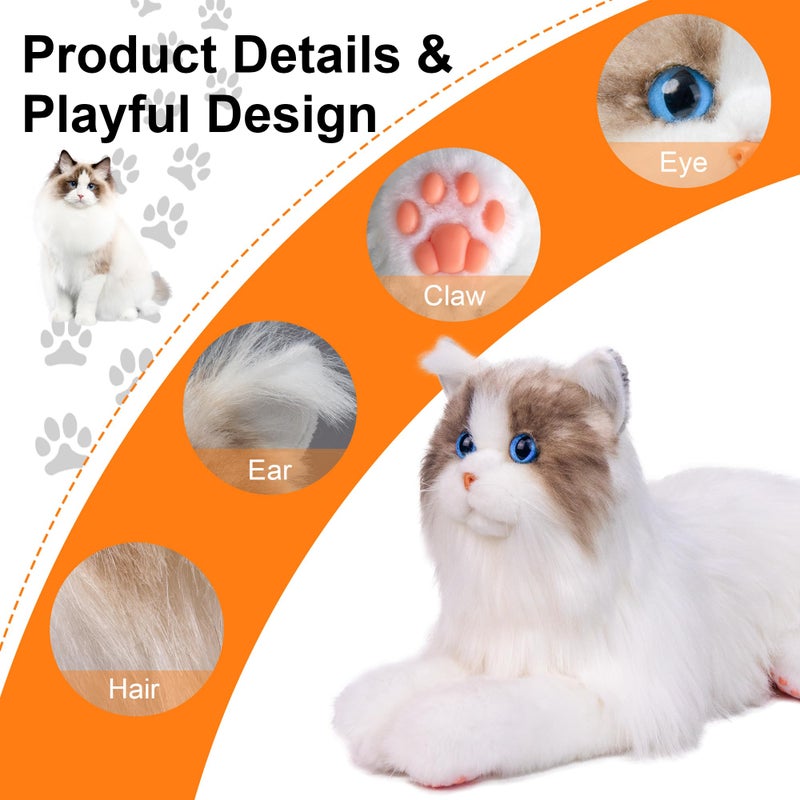 Chongker Stuffed Animals Handmade Cat Plush, Realistic Companion Pet, Lifelike White Cat - Image 4