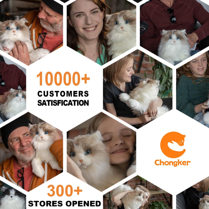 Chongker Stuffed Animals Handmade Cat Plush, Realistic Companion Pet, Lifelike White Cat - Image 5