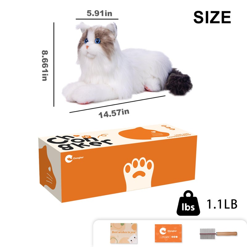 Chongker Stuffed Animals Handmade Cat Plush, Realistic Companion Pet, Lifelike White Cat - Image 2