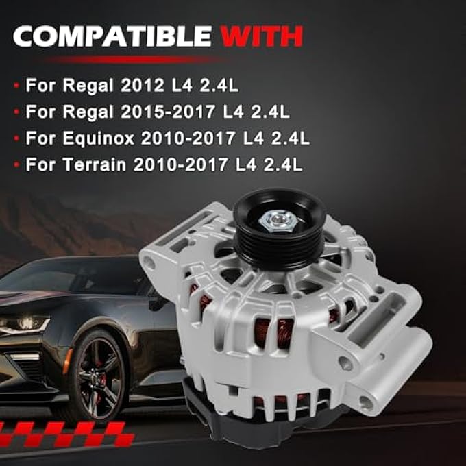 Autodevil 11459 Alternator Fits for Regal 2012 L4 2.4L, for Regal 2015-2017 L4 2.4L, for Equinox 2010-2017 L4 2.4L, for Terrain 2010-2017 L4 2.4L, Replace OE 13588328, 13512759, 13500315 - Image 2