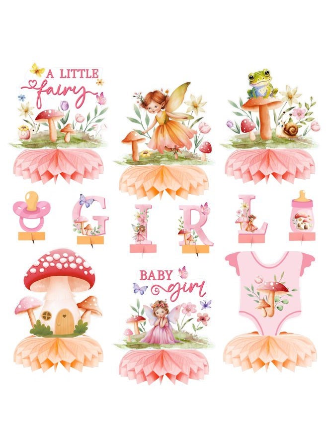 ANGOLIO 12Pcs Watercolor Mushroom Fairy Themed Honeycomb Centerpieces for Baby Girls Baby Shower Party Table Decorations, Ideal for Little Fairy Girl Celebrations Adorable Addition to Your Party Decor - Image 1