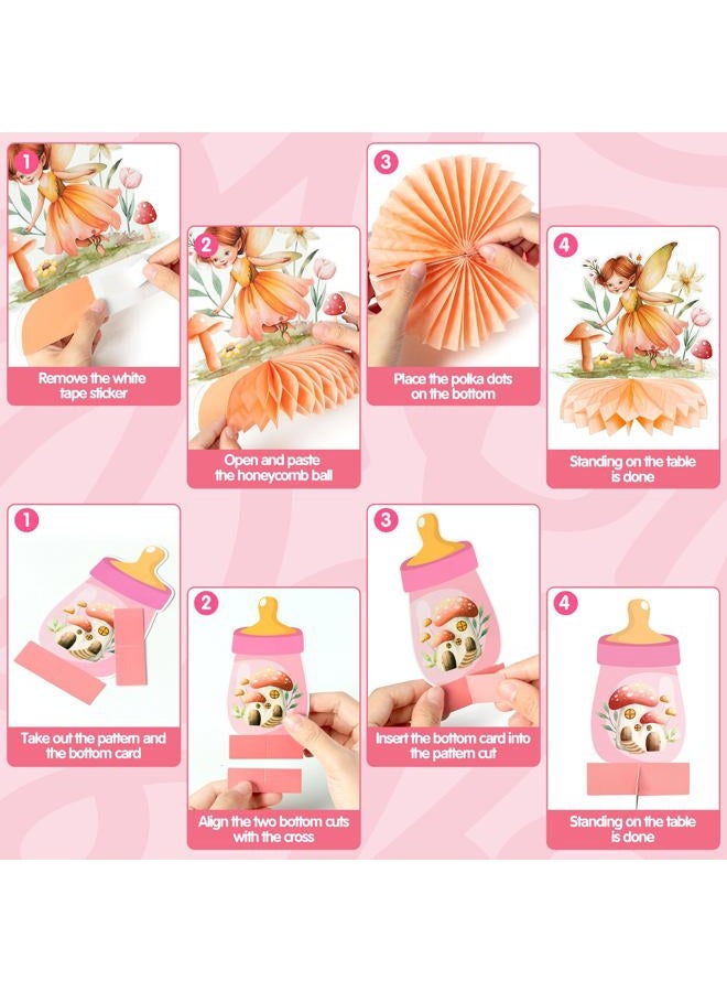 ANGOLIO 12Pcs Watercolor Mushroom Fairy Themed Honeycomb Centerpieces for Baby Girls Baby Shower Party Table Decorations, Ideal for Little Fairy Girl Celebrations Adorable Addition to Your Party Decor - Image 4