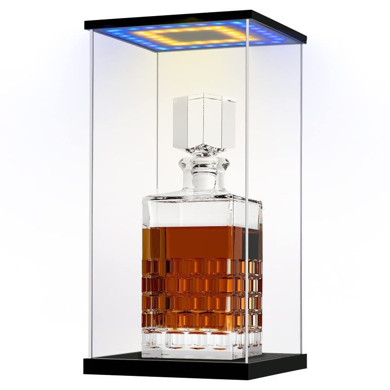 DIWNELEM DIWNELEM Acrylic Wine Bottle Display Case with LED Light Display Stand Wine Display Case Protector Dustproof for Red WineChampagneLiquorWhiskeyBeerBeverage Bottle 5858118 