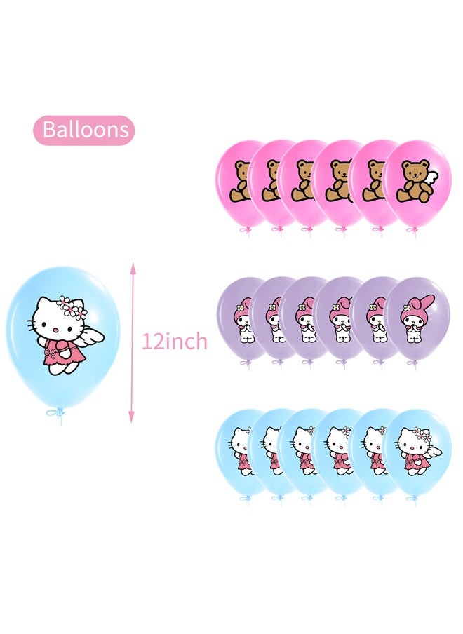Zeemey - HelloKitty Theme Balloon Set with Happy Birthday Banner,Cake Topper,Hanging Spins,Perfect for Graduation Baby Shower Birthday Bachelorette Party Backdrop Decoration,Suitable for Indoor and Outdoor - Image 1