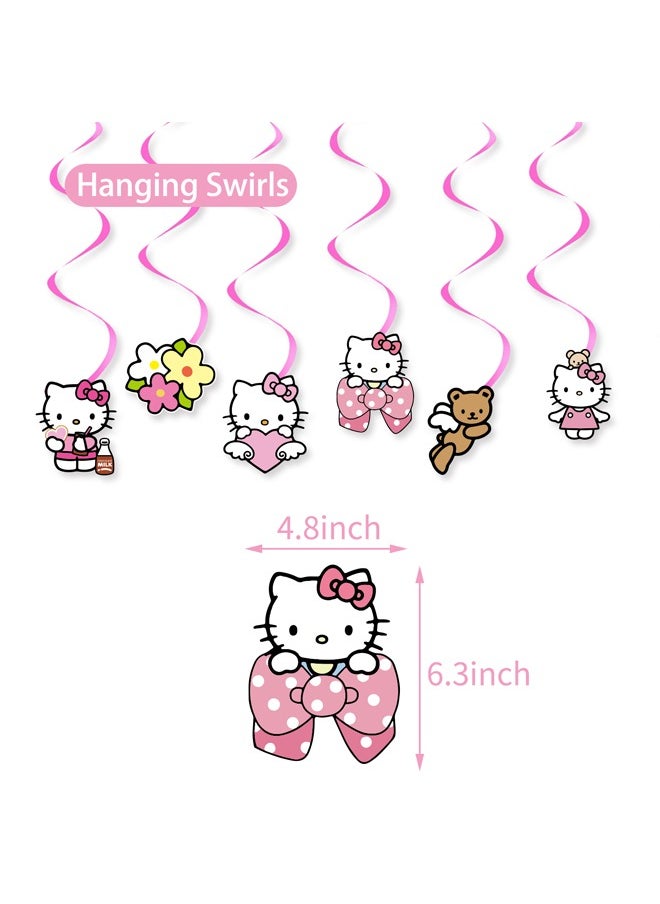 Zeemey - HelloKitty Theme Balloon Set with Happy Birthday Banner,Cake Topper,Hanging Spins,Perfect for Graduation Baby Shower Birthday Bachelorette Party Backdrop Decoration,Suitable for Indoor and Outdoor - Image 1