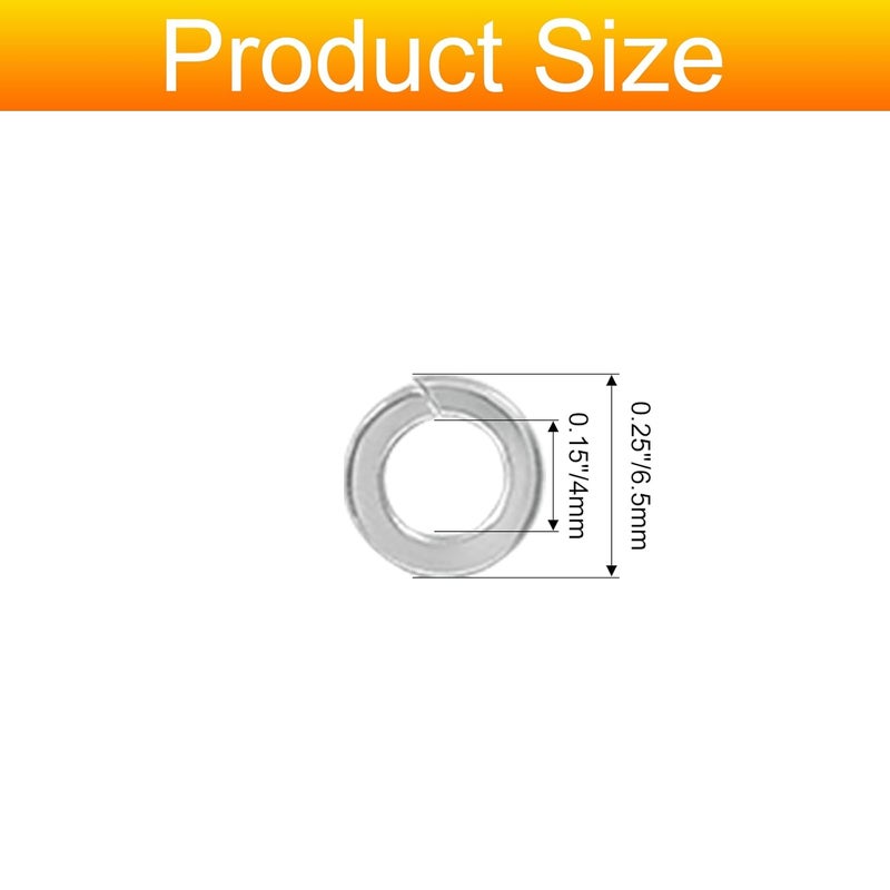 BokWin 100 Pcs Spring Lock Washer #6 Stainless Steel Split Lock Washers(Silver) - Image 4