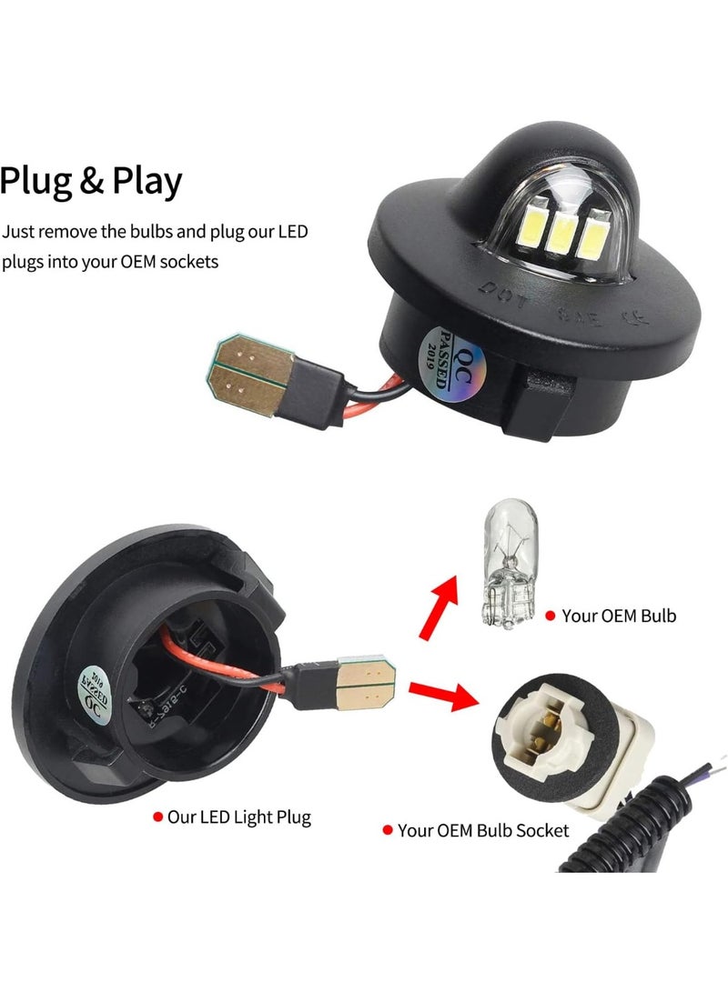 LED لوحة الترخيص أضواء علامة ضوء مصباح الجمعية متوافقة مع فورد F150 F250 F350 سوبر واجب رينجر إكسبلورر برونكو رحلة البعثة ، 6500K الأسود ، حزمة من 2 - Image 5