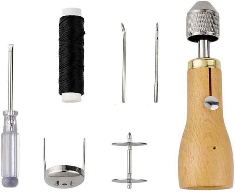 ماكينة خياطة جلد يدوية بمقبض خشبي مريح ونوع تخزين الإبر A - Image 2