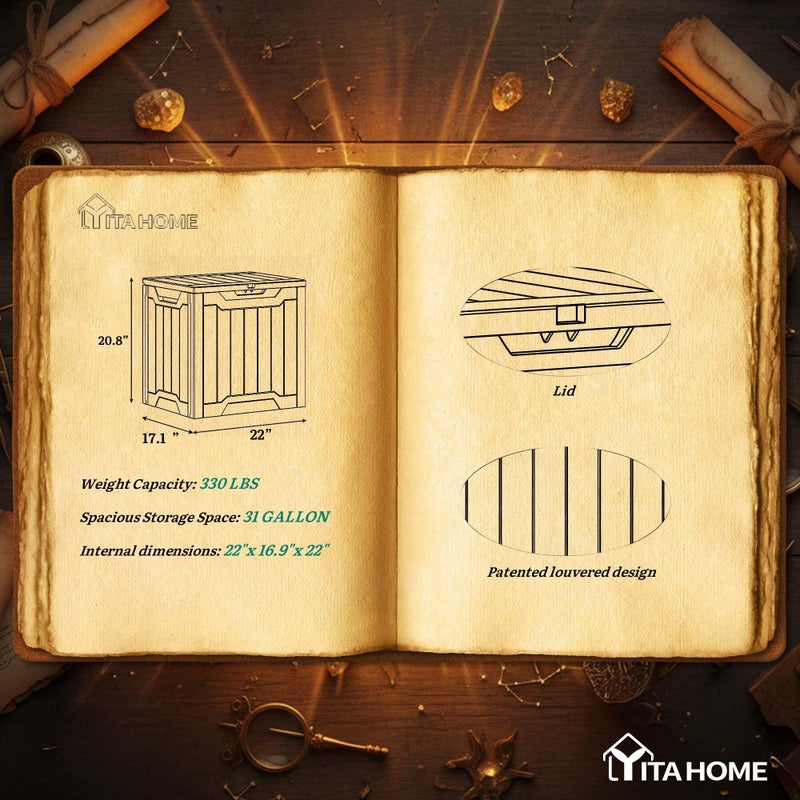 YITAHOME 31 Gallon Outdoor Storage Box, Resin Deck Box and Waterproof Package Delivery Box for Gardening Tools, Pool Supplies, Patio Furniture, Lockable, Black - Image 5