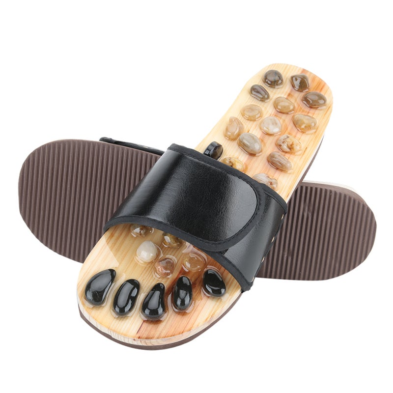 Acupressure Massage Sandals: Black Adjustable Hook And Loop Fit - Relieve Heel Pain Plantar Fasciitis Promote Blood Circulation For Home Shower Balcony Bedroom Use - Image 3