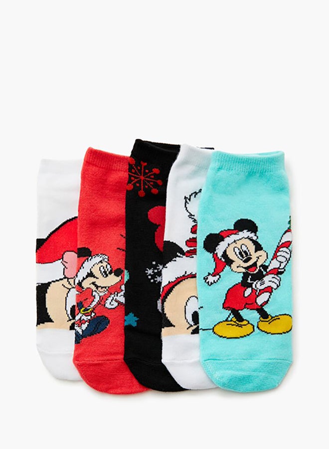 FOREVER 21 Christmas Mickey & Minnie Mouse Ankle Socks Set - 5 pack  - Image 3